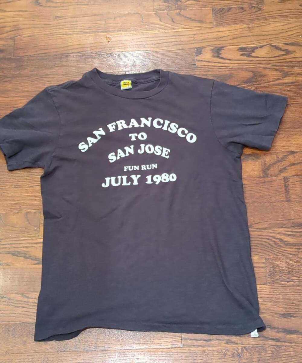 Vintage Velva Sheen Fun Run 1980s T-Shirt paper thin San Francisco to San Jose S